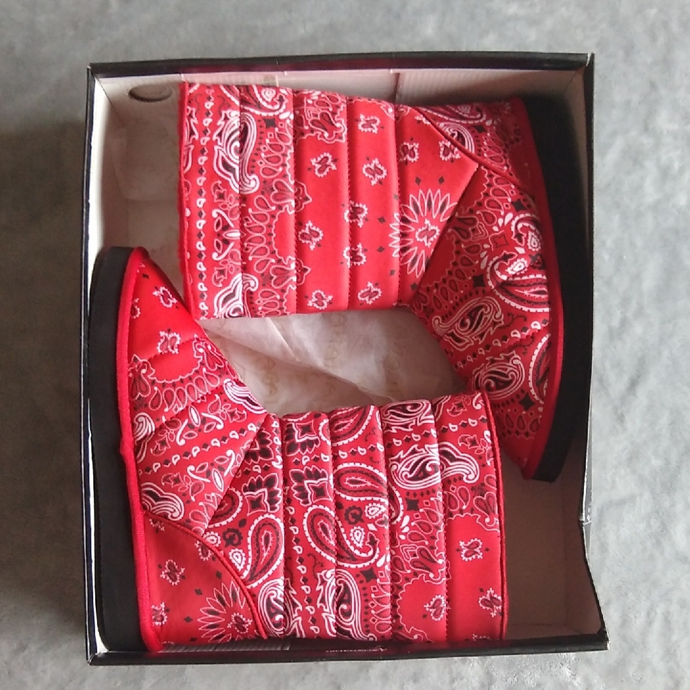 LILIANA Red Bandana Print Boots